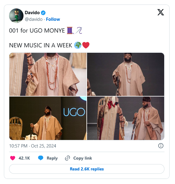 Afrobeats 超级巨星 Davido 在拉各斯时装周上大放异彩
